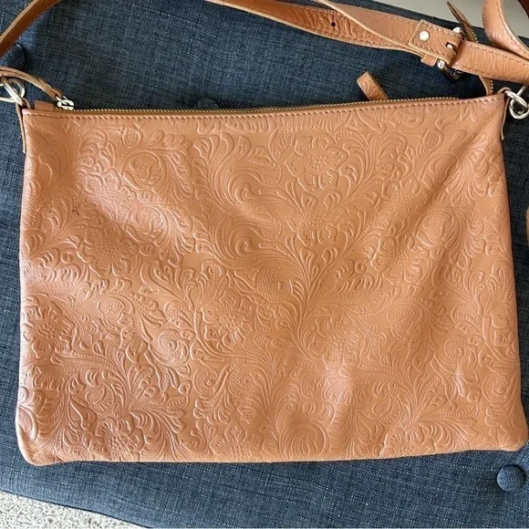Western Embossed Italian Leather Crossbody Bag Purse Made In Italy - Picture 3 of 14